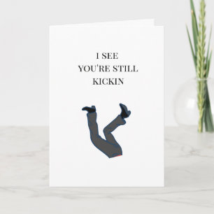 Funny Over The Hill Kicking Legs Humour Birthday Card