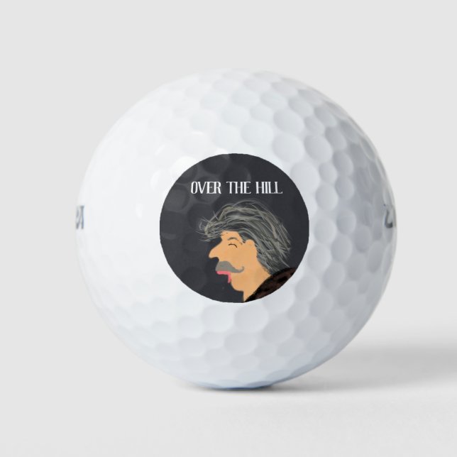 Funny Over The Hill Old Man Golf Balls (Front)