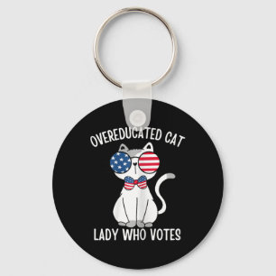 Funny Overeducated Cat Lady Who Votes For Kamala H Key Ring