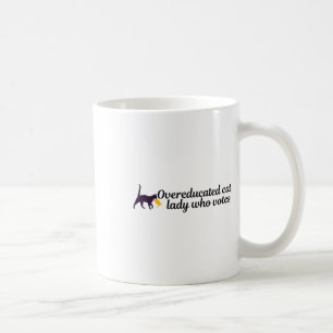 Funny Overeducated Kamala Voter Cat Holding Trump Coffee Mug