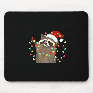 Funny Overstimulated But Festive Raccoon Christmas Mouse Pad