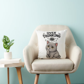 Funny Overthinking British Shorthair Cat Cushion