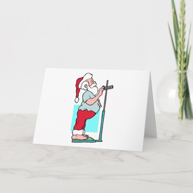 Funny Overweight Santa Christmas Diet Humour Holiday Card (Front)