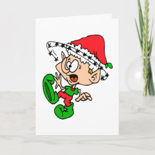 Funny Overwhelmed Christmas Elf Holidays Humour Holiday Card
