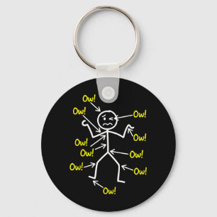 Funny Ow Ow Ow Ow Saying Body Pain Character Humou Key Ring