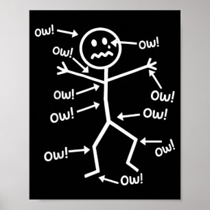 Funny Ow Ow Ow Ow Saying Body Pain Character Humou Poster