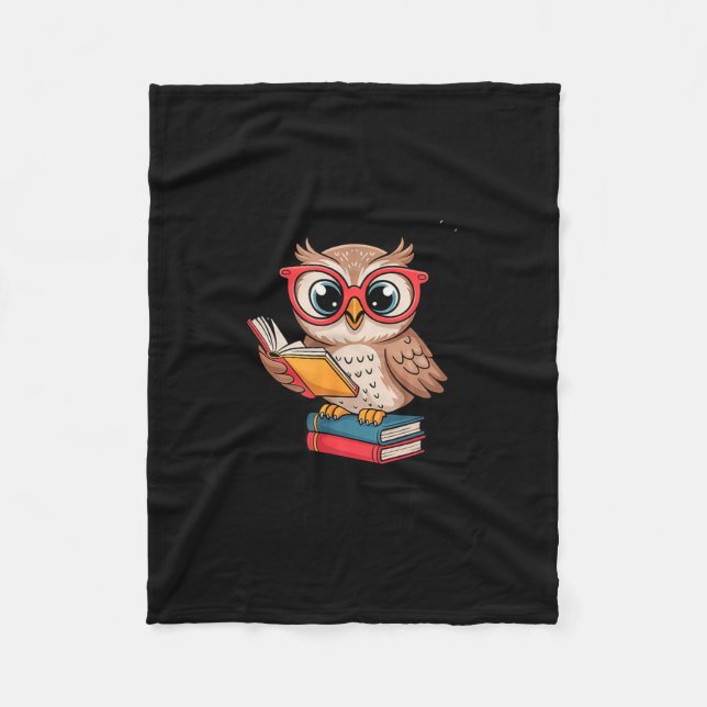 Funny owl book lover antisocial introvert reading  fleece blanket (Front)