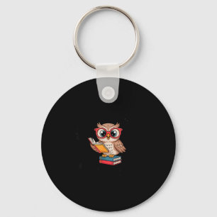 Funny owl book lover antisocial introvert reading key ring