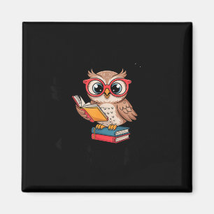 Funny owl book lover antisocial introvert reading magnet
