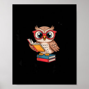 Funny owl book lover antisocial introvert reading poster