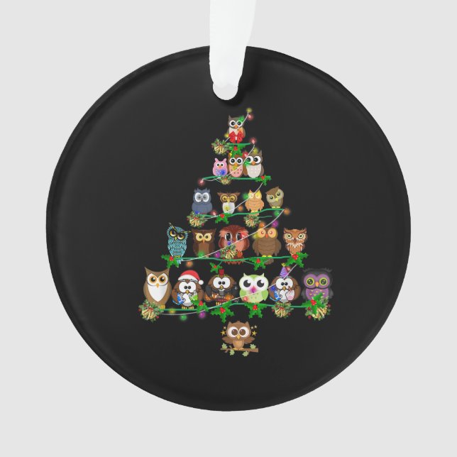 Funny Owl Christmas Tree Ornament Fairy Light (Front)