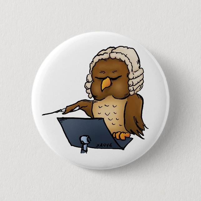 Funny Owl Conductor Cartoon 6 Cm Round Badge (Front)