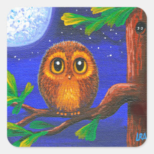 Funny Owl Creationarts Square Sticker