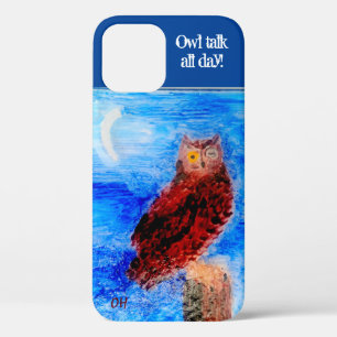 Funny Owl Custom Text Initialled iPhone 12 Case
