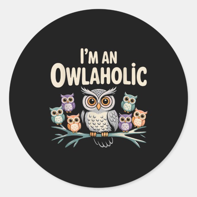 Funny Owl Design For Men Women Boys Girls Toddlers Classic Round Sticker (Front)