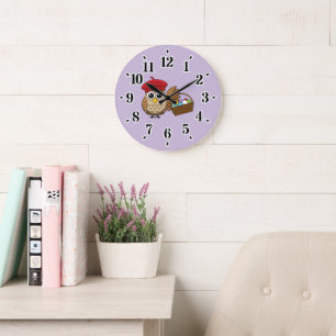 Funny Owl Easter Egg Hunt Large Clock