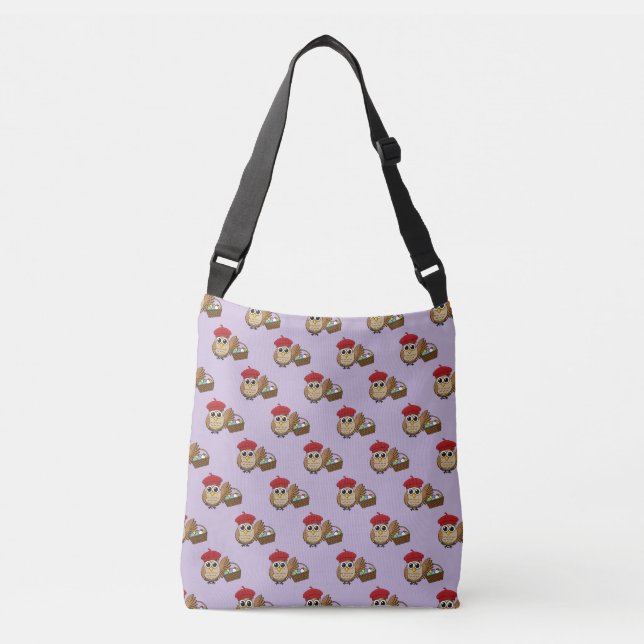 Funny Owl Easter Egg Hunt Pattern Crossbody Bag (Front)