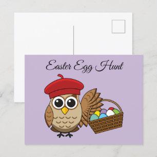 Funny Owl Easter Egg Hunt Personalise Holiday Postcard