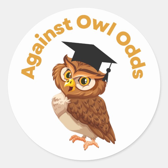 Funny Owl Graduation Sticker (Front)