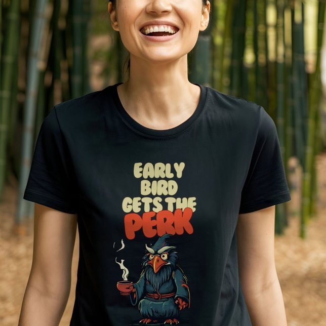 Funny Owl Holding Coffee Mug T-Shirt (Creator Uploaded)