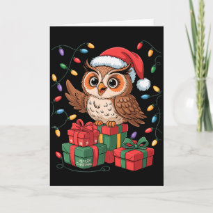 Funny Owl Santa Hat Animals Lovers Ugly Christmas  Card