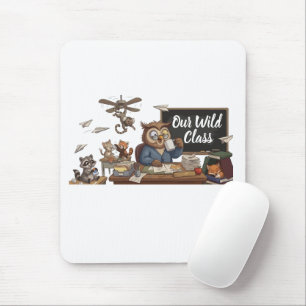 Funny Owl Teacher Chaos - Whimsical Forest Animals Mouse Pad