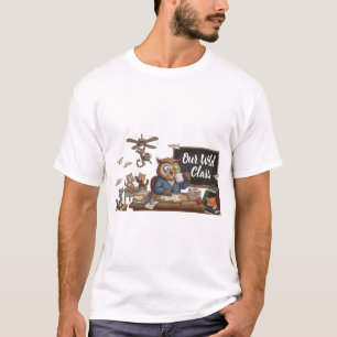 Funny Owl Teacher Chaos - Whimsical Forest Animals T-Shirt
