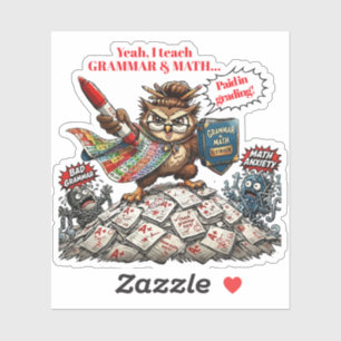 Funny Owl Teacher Mascot - Grammar & Math Hero -