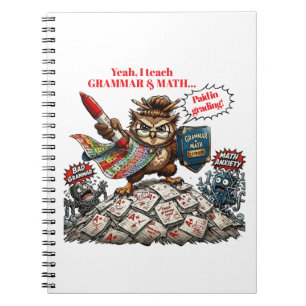 Funny Owl Teacher Mascot - Grammar & Math Hero -  Notebook