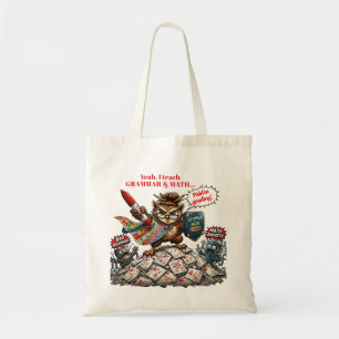 Funny Owl Teacher Mascot - Grammar & Math Hero - Tote Bag