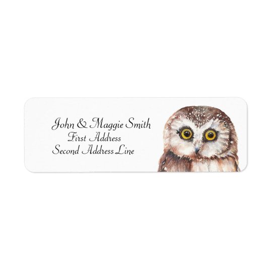 Funny Owl Watercolor Bird Collection Return Address Label