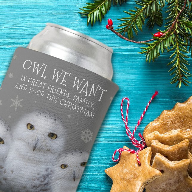 Funny Owl We Want for Christmas ... Snowy Owls Can Cooler (Zazzle Funny Owl We Want for Christmas ... Snowy Owls Cover Photo.)