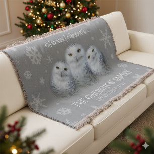 Funny Owl We Want for Christmas ... Snowy Owls Throw Blanket