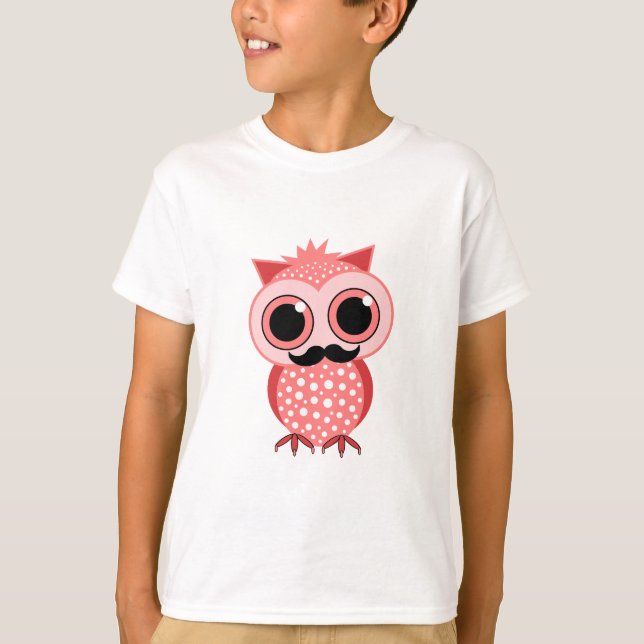 funny owl with moustache T-Shirt (Front)