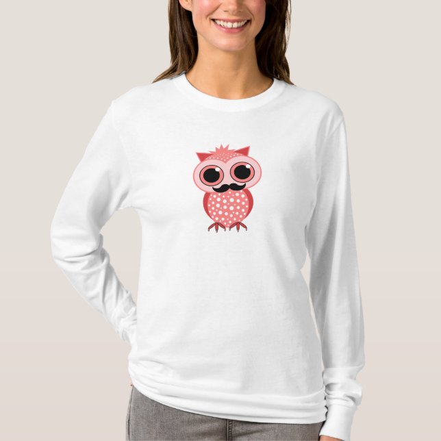 funny owl with moustache T-Shirt (Front)