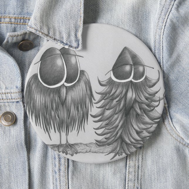 Funny Owls 6 Cm Round Badge (In Situ)