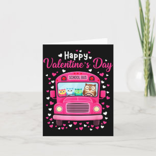 Funny Owls School Bus Driver Happy Valentines Day  Card