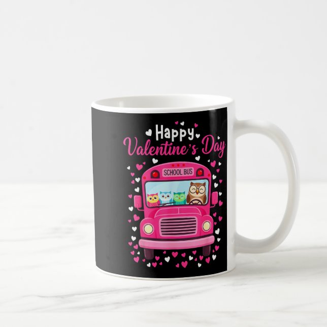 Funny owls school bus driver happy valentines day coffee mug (Right)