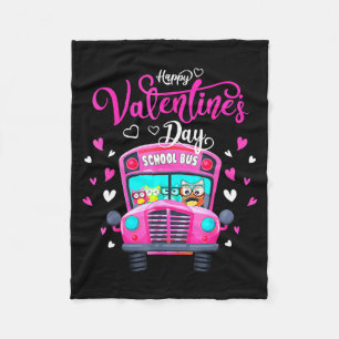Funny Owls School Bus Driver Happy Valentines Day Fleece Blanket