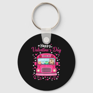 Funny owls school bus driver happy valentines day key ring
