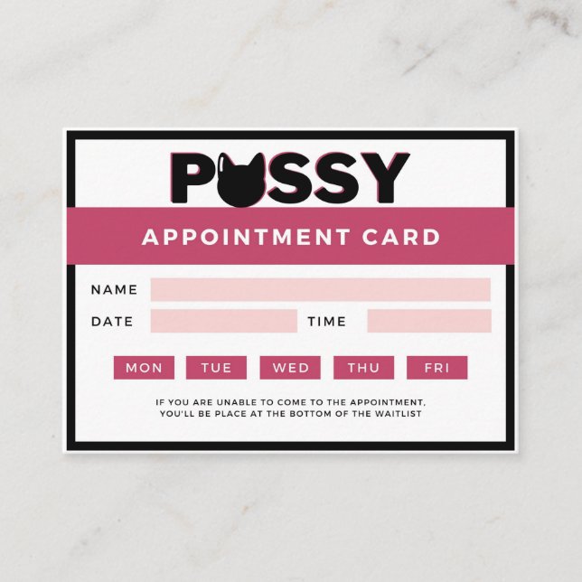 Funny P Appointment | Kitty Cat  Card (Front)