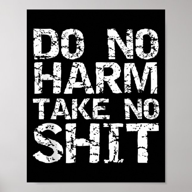 Funny Pacifist Quote Sarcastic Gift Do No Harm Tak Poster (Front)