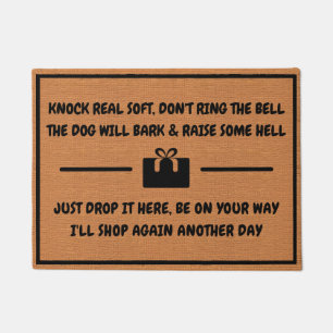 Funny Package Delivery Humour Rustic Minimalist Doormat