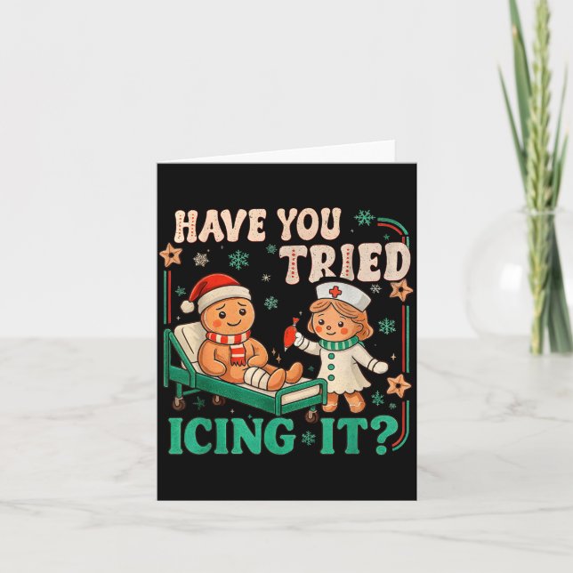 Funny Pain Scale Have You Tried Icing It Gingerbre Card (Front)