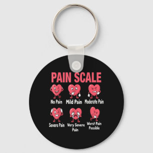 Funny Pain Scale Nurse Valentines Nurses Heart RN Key Ring