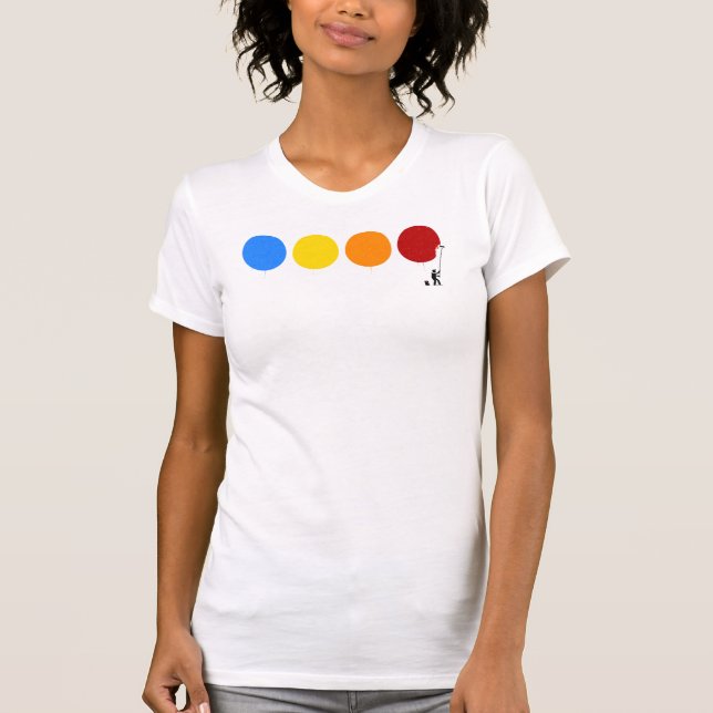 Funny Painting Colour Circles Stick Figure T-Shirt (Front)