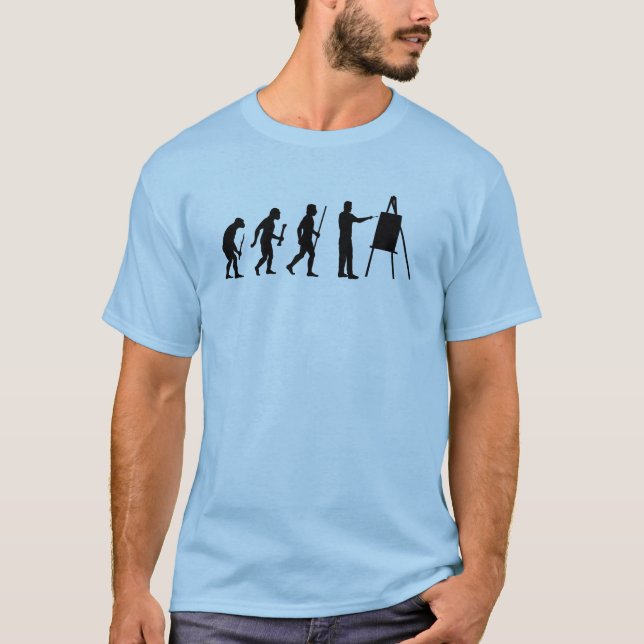 Funny Painting Evolution Silhouette T-Shirt (Front)