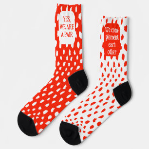 Funny Pair of opposite coloured red white Socks