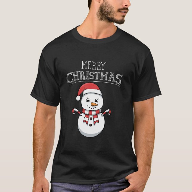 Funny Pajama Christmas Snowman Cute Santa Men Wome T-Shirt (Front)