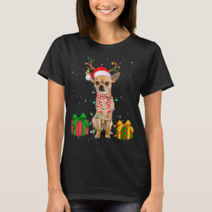 Funny Pajama Santa Hat Chihuahua Christmas Lights T-Shirt